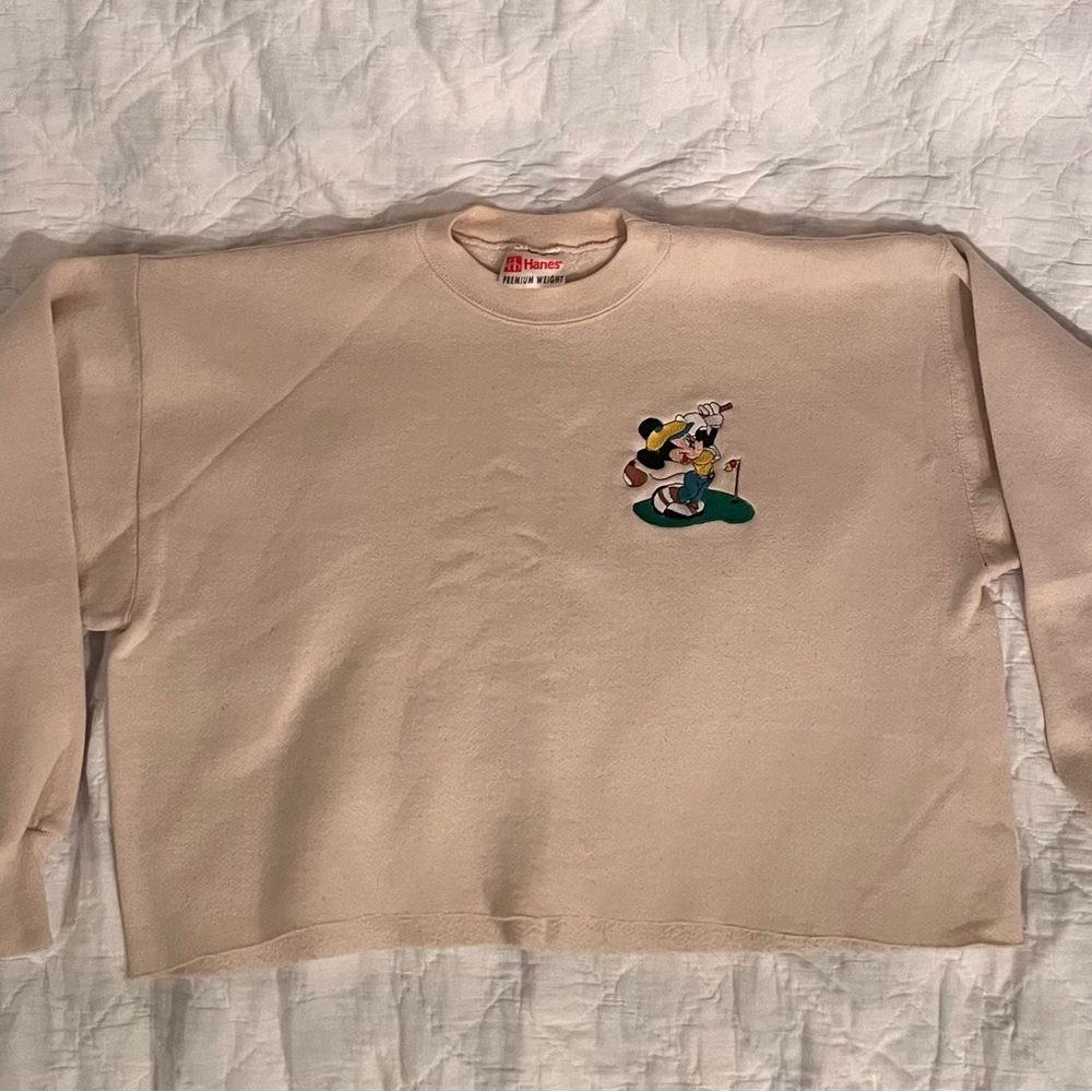 Disney Beige Sweatshirt with Golfing Mickey Mouse